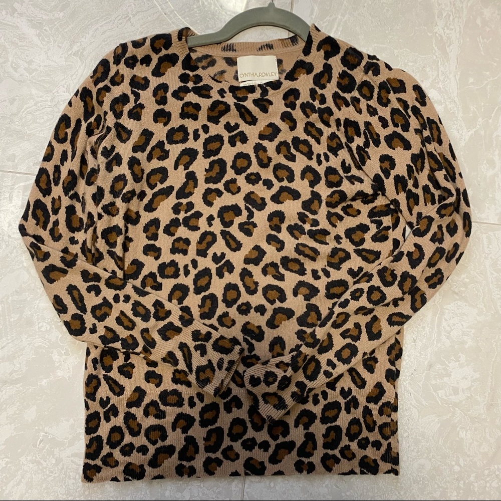 Cynthia Rowley Cashmere Leopard Print Sweater